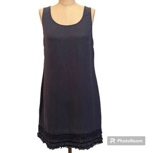 Tommy Bahama 100% linen navy blue sleeveless dress with hem detail.  Size small